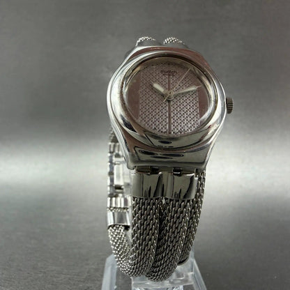 Swatch irony Mignardise Watch Women 25mm Silver Dial Silver Tone Round New Batte5