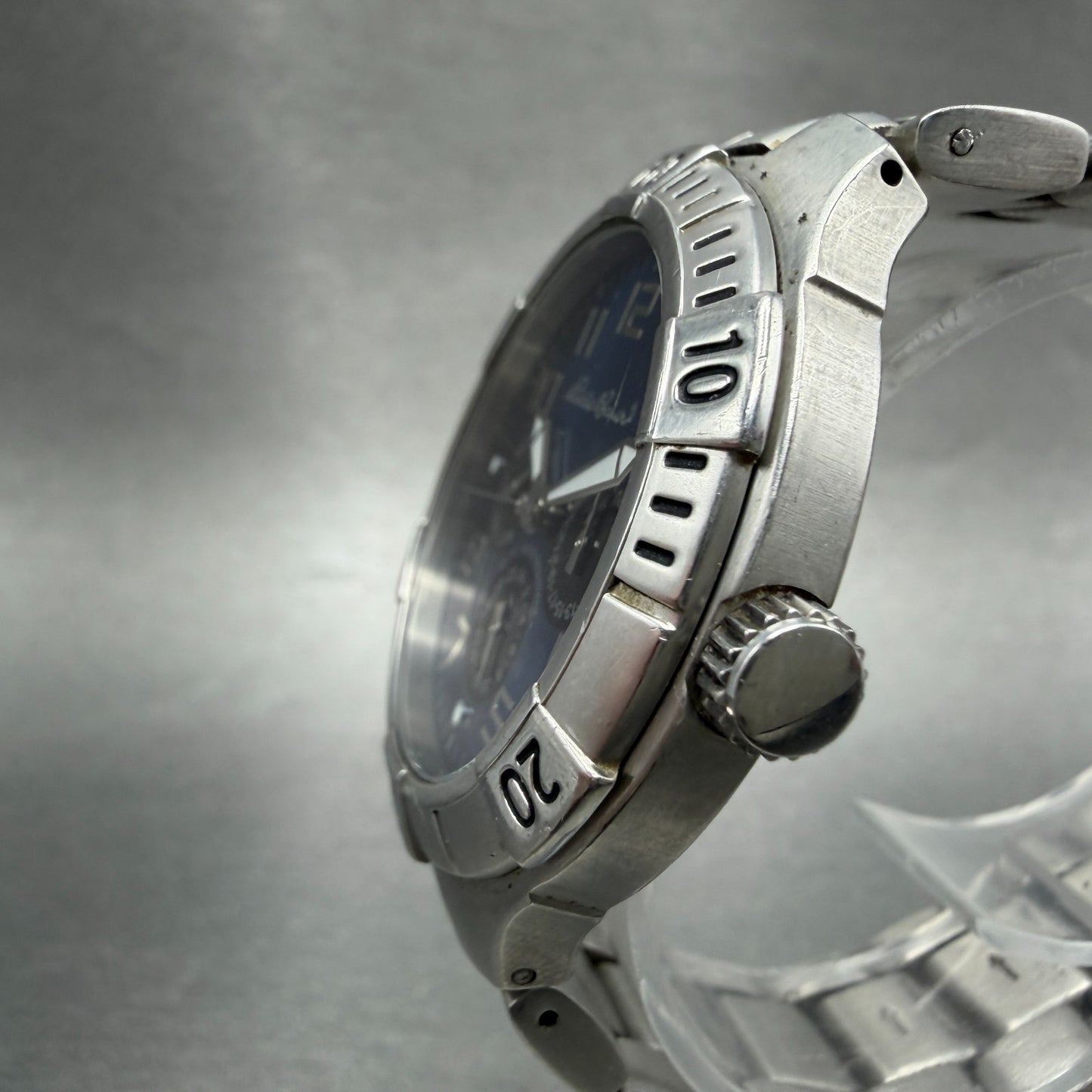Eddie Bauer Watch Men 40mm Blue Dial Silver Tone Daydate Round New battery2