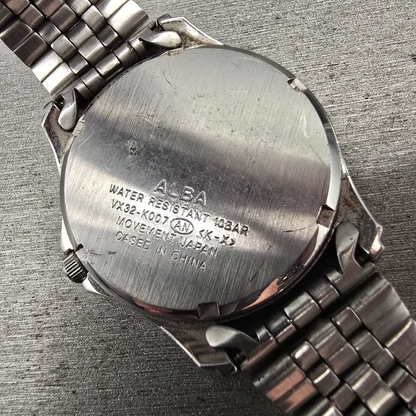 Seiko Alba Watch Men 36mm Silver Dial Silver Tone Date Round VX32-K007 New Batt10