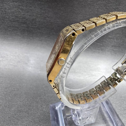 Seiko Watch Women 13mm Champagne Dial Gold Tone Rectangle 1320-5229 New Battery2