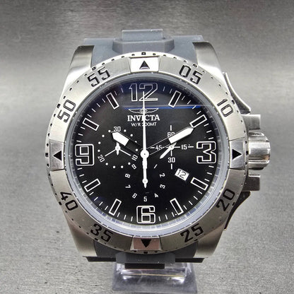 Invicta Excursion Sport Chronograph Watch Men 49mm Black Dial Steel READ! NewBat1