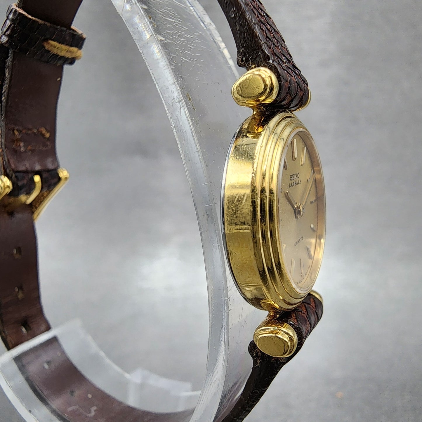 Seiko Lassale Watch Women 19mm Champagne Dial Gold Tone 14000888 New Battery3