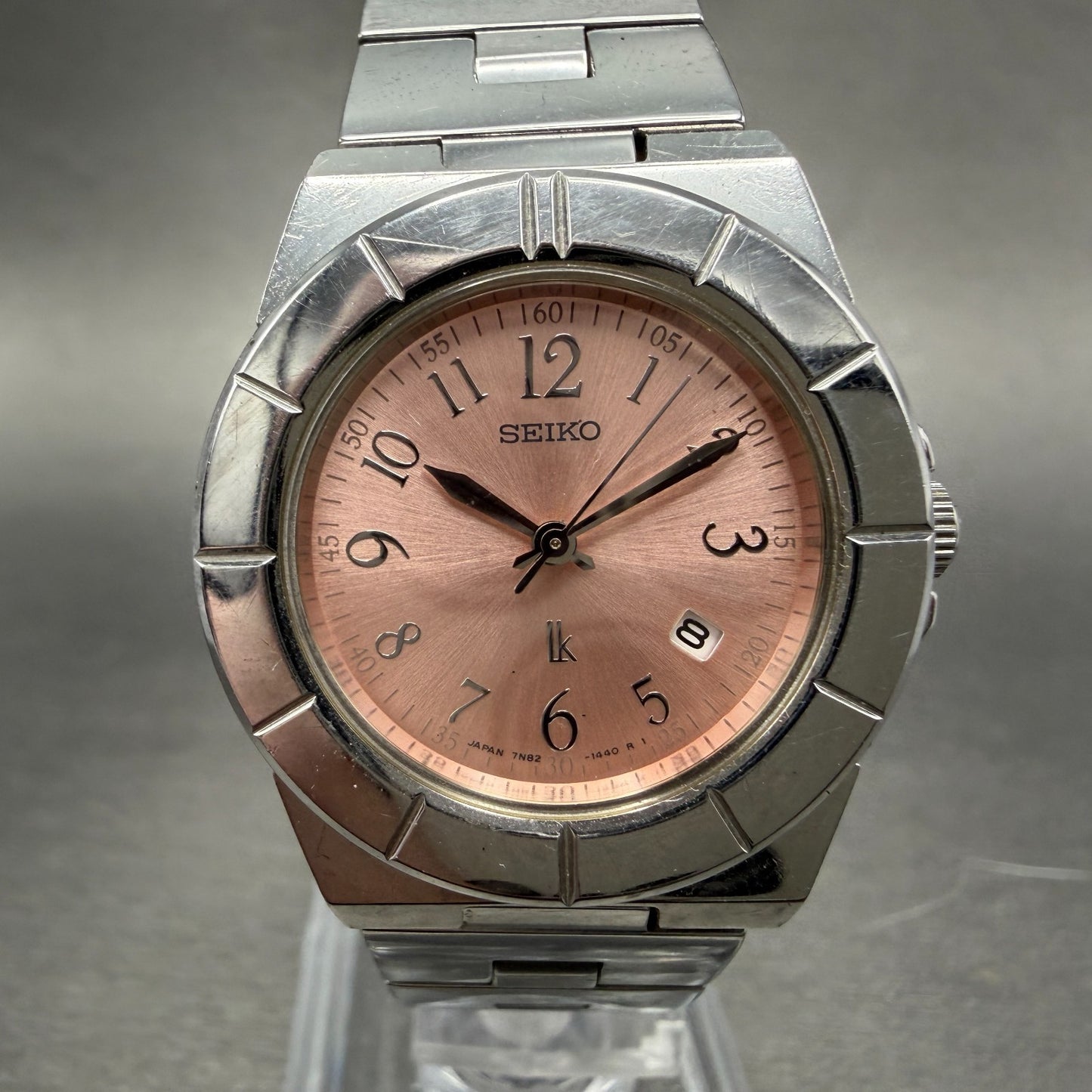 Seiko Watch Women 28mm Pink Dial Silver Tone Date 7N82-0620  Lukia New Battery0