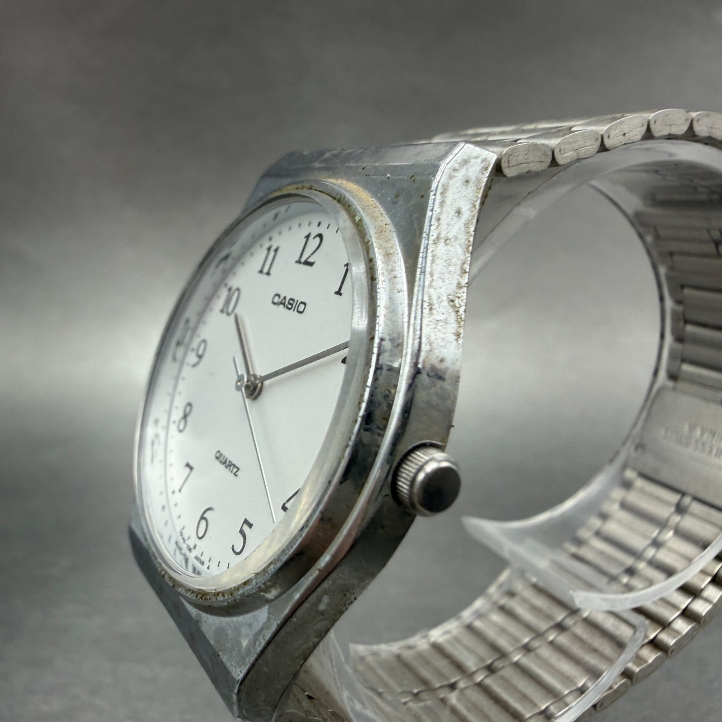 Casio MQ-336 Watch Men 33mm White Dial Silver Tone Round New Battery Vintage OPI2