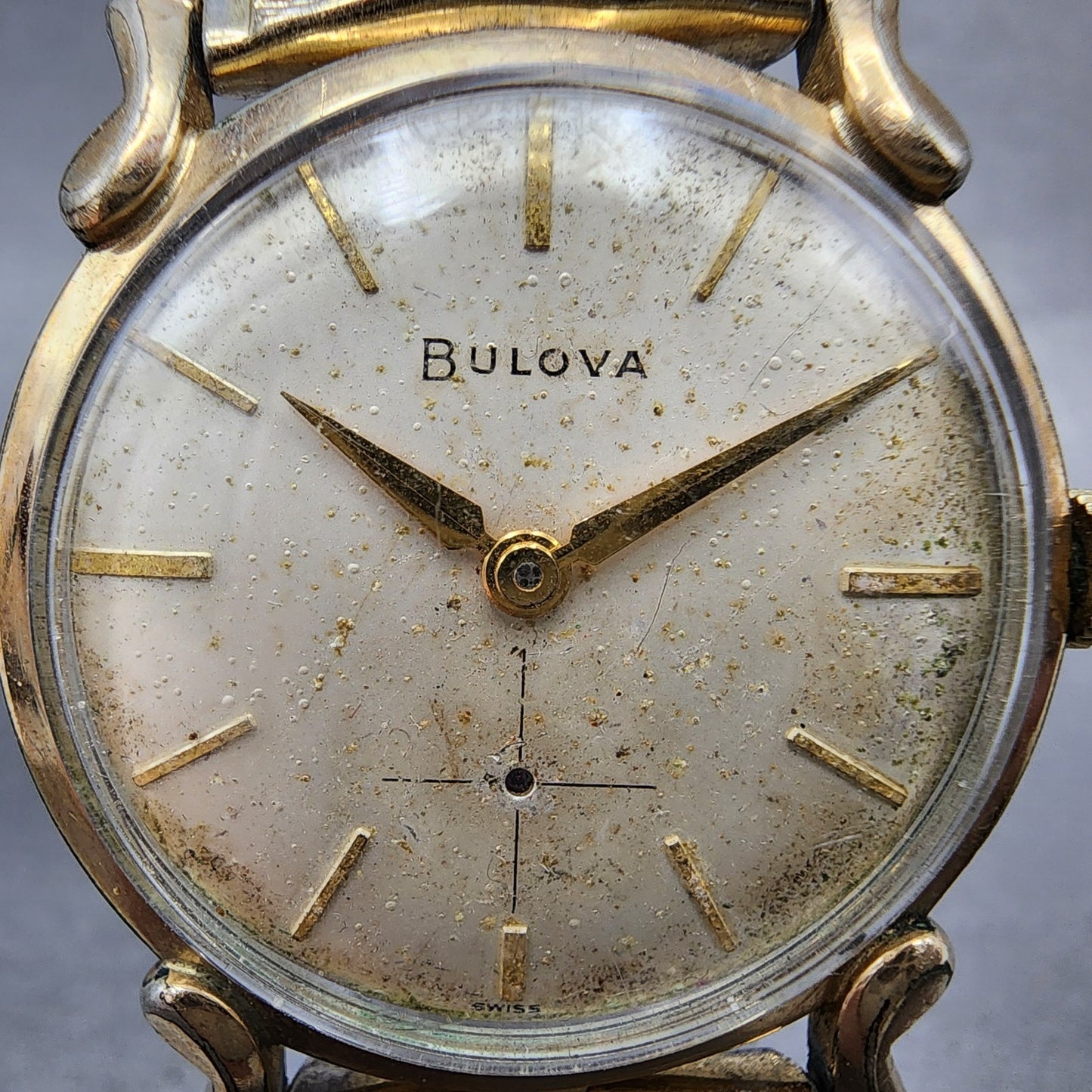 Bulova Watch Men 32mm Cream Dial Gold Tone Round Manual Wind 11AF NO BACK PARTS2
