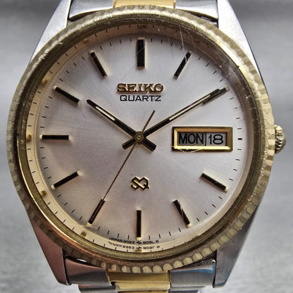 Seiko SQ President Watch Men 35mm Silver Dial Two Tone Daydate 6923-8080 New Bat1