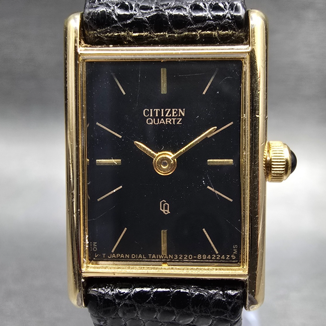 Citizen Tank Watch Women 17mm Black Dial Gold Rectangle 3220-S18604 New Battery1