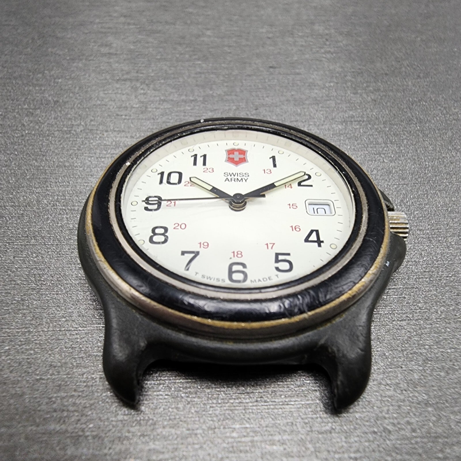 Victorinox Swiss Army Watch Men 39mm White Dial Black Tone Date Round PARTS3