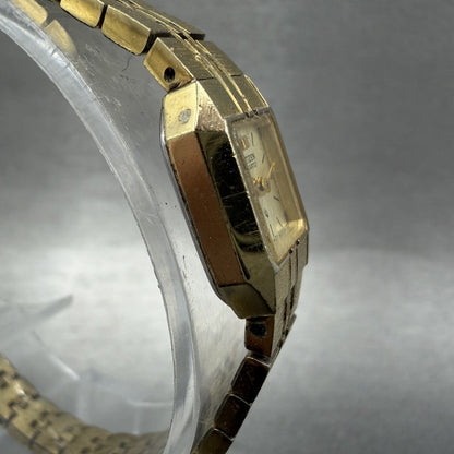 Citizen CQ Tank Watch Women 13mm Champagne Dial Gold Tone Octagon New Battery BA3