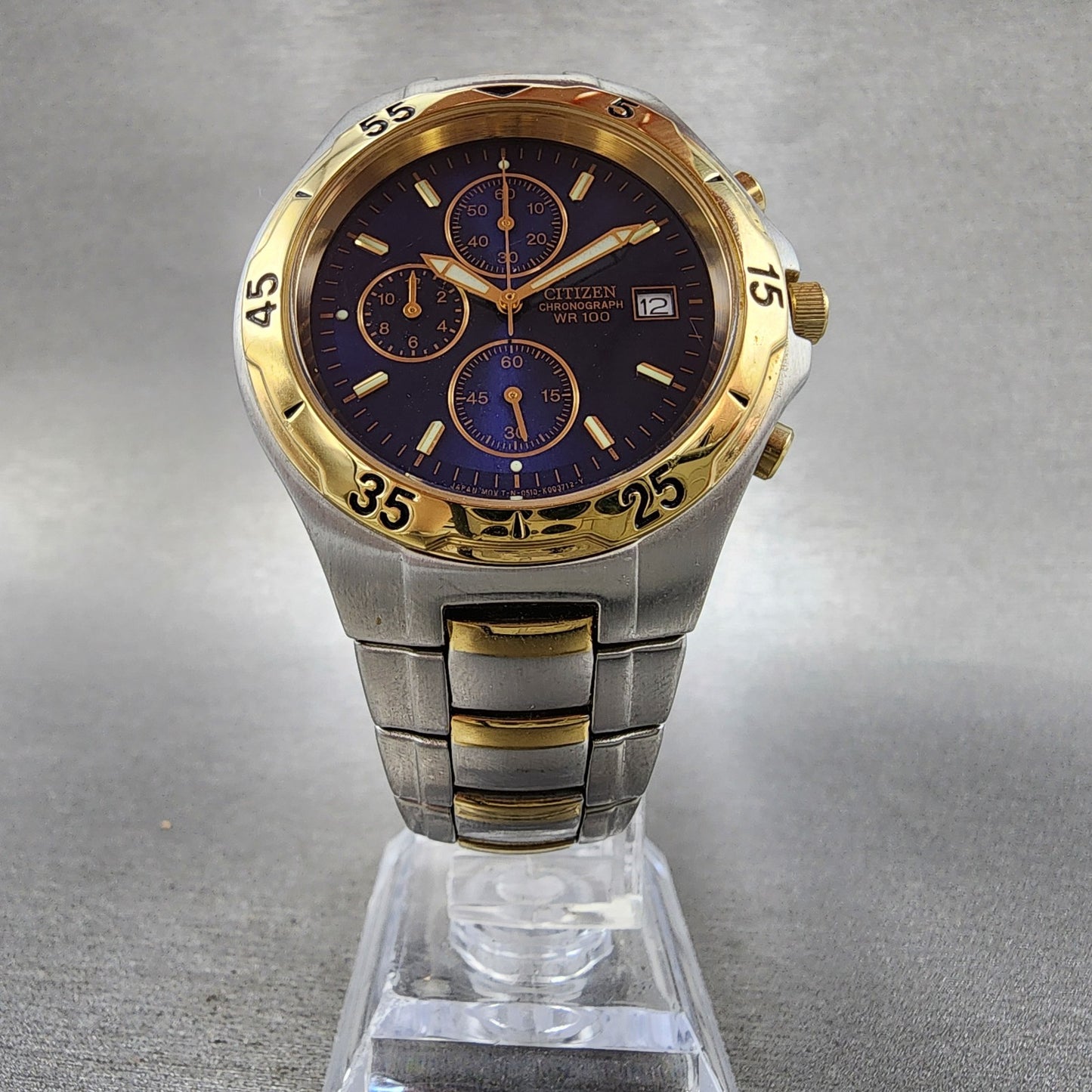 Citizen Chronograph Watch Men 40mm Blue Dial Two Tone Date 0510K002257 PARTS6