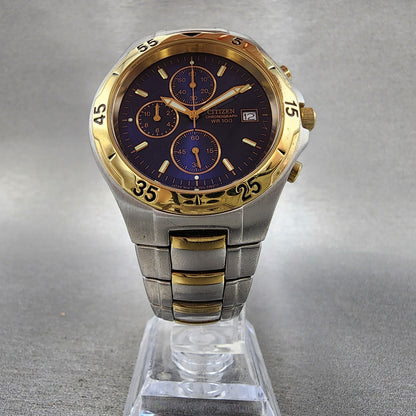 Citizen Chronograph Watch Men 40mm Blue Dial Two Tone Date 0510K002257 PARTS6