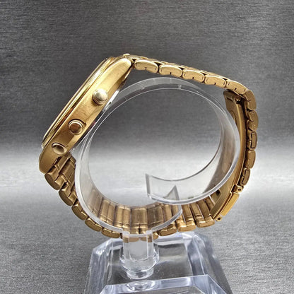 Seiko World Timer Watch Men 38mm Gold Dial Chrono Alarm Date 5T52-6A28 New Batt6