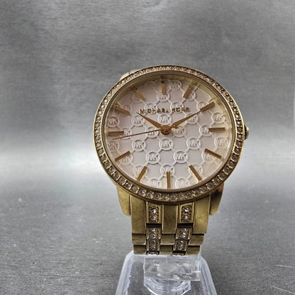Michael Kors Nini Watch Women 35mm White Dial Gold Tone MK-3214 New Battery5
