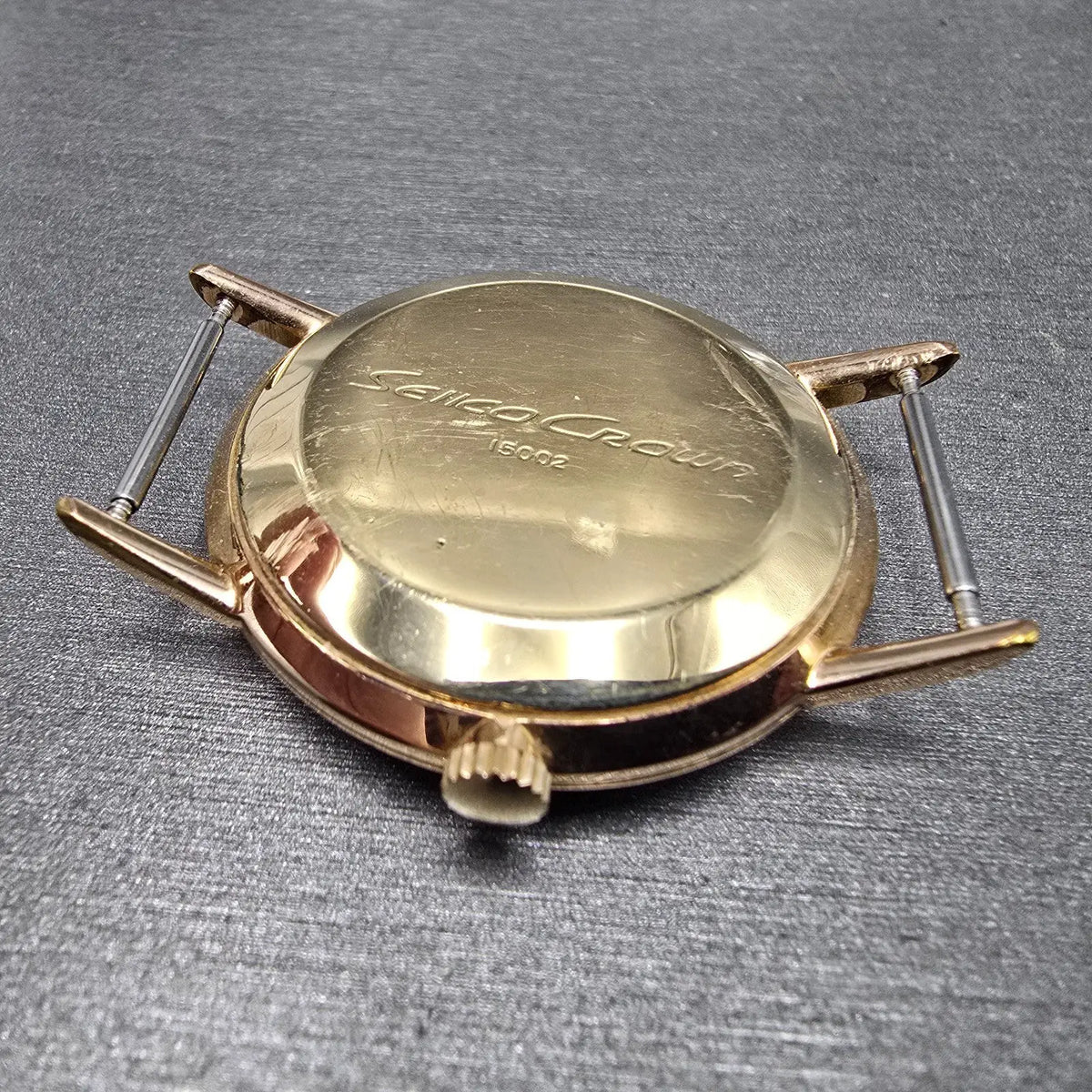 Seiko Crown Watch Men 35mm White Dial Gold Round Manual Wind 15002 JDM PARTS9