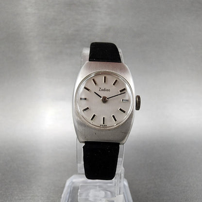 VTG Zodiac Watch Women 19mm Silver Dial Gold Plated Manual Wind Runs6