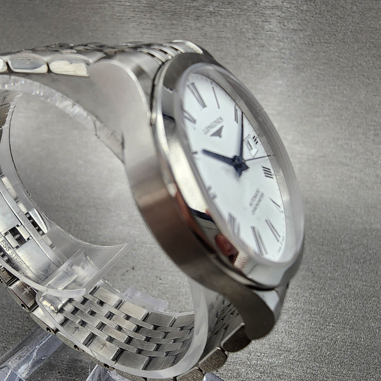 Longines Record Automatic Watch Women 30mm White Dial Steel Date Chronometer3
