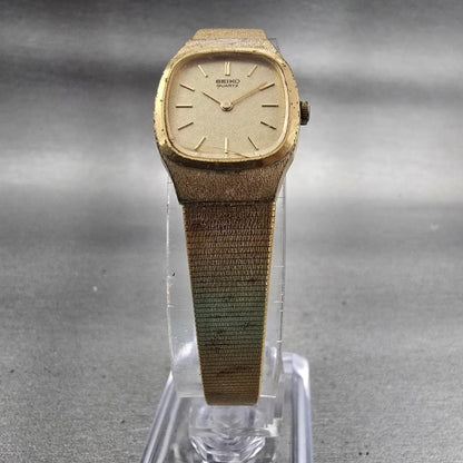 Seiko Watch Women 18mm Champagne Dial Gold Tone Oval 2C20-5029 New Battery VTG5