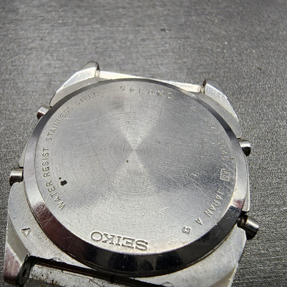 Seiko Digital Watch Men 32mm LCD Silver Tone Alarm Chronograph A547-5040 PARTS