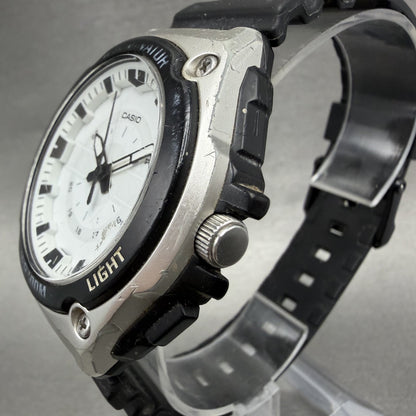 Casio Watch Men 44mm White Dial Black Tone Round MWC100H New Battery2