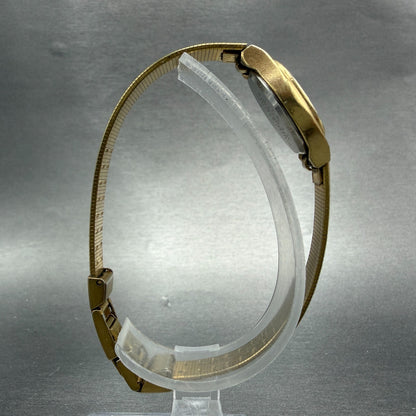 Citizen CQ Watch Women 16mm Black Dial Gold Tone Oval 3220-S16598 New Battery H78