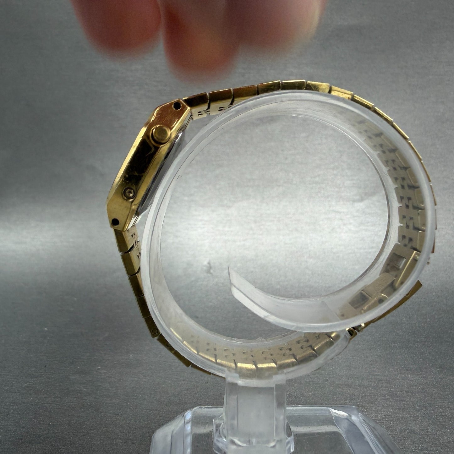 Seiko Digital Watch Women 23mm Champagne Dial Gold Tone L221-5059 New Battery6