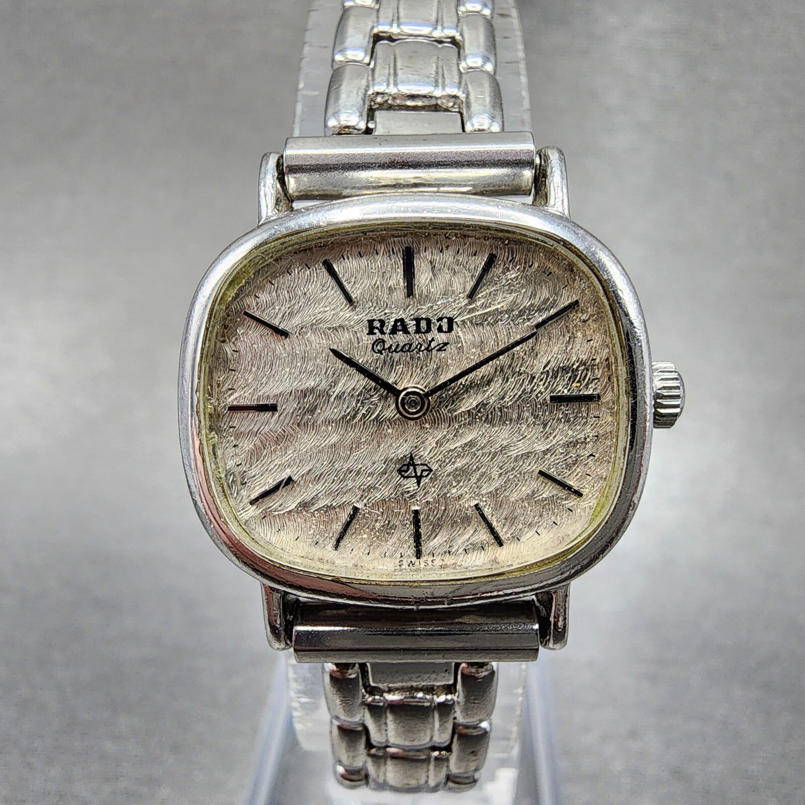 Rado Watch Women 24mm White Texture Dial Steel Rectangle New Battery Vintage0