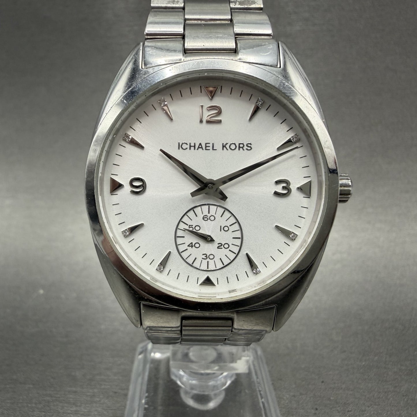 Michael Kors Callie Watch Women 36mm White Dial Steel Round Small MK3342 New Bat0