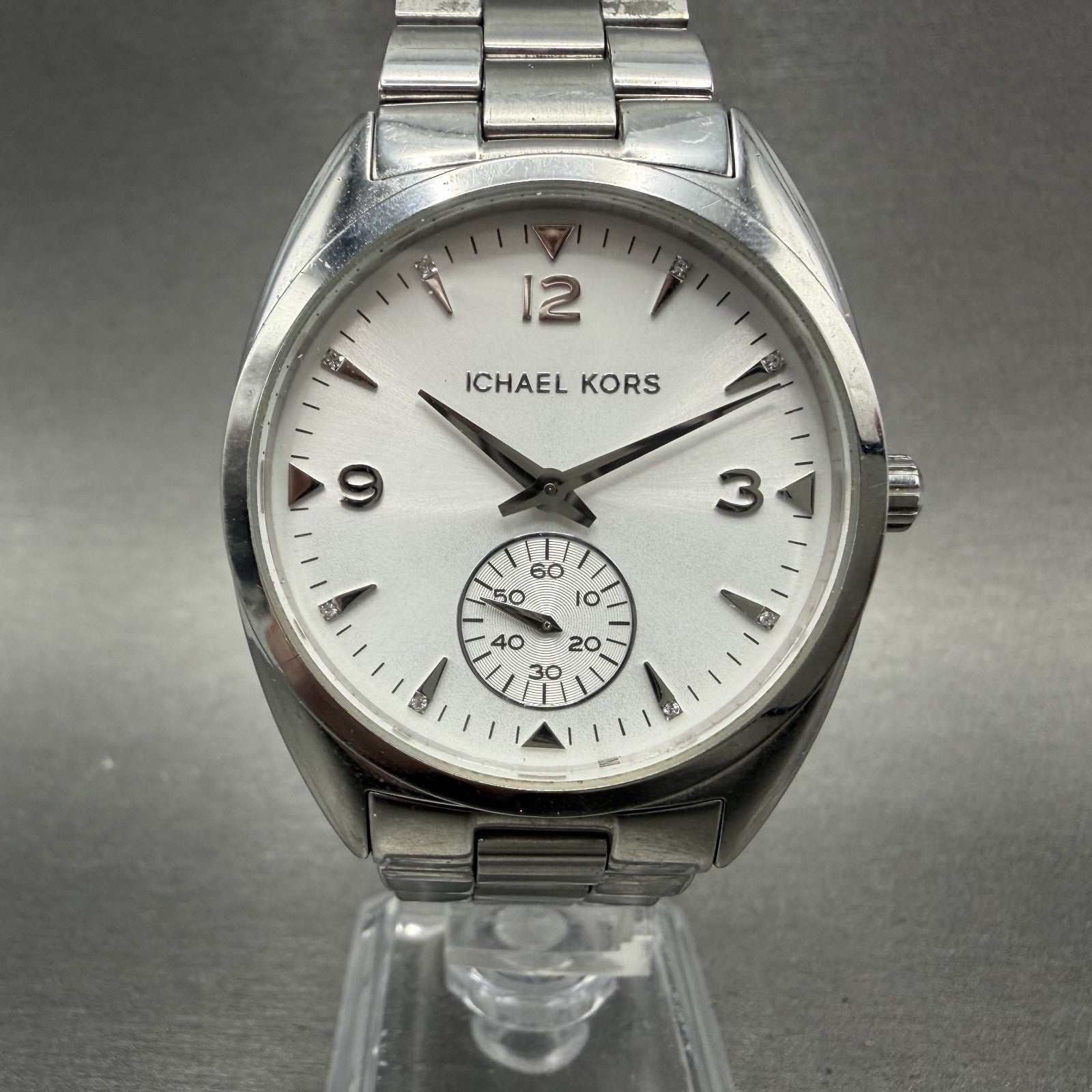 Michael Kors Callie Watch Women 36mm White Dial Steel Round Small MK3342 New Bat0