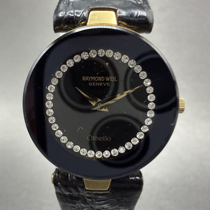 Raymond Weil Othello Watch Women 24mm Black Dial Gold Tone Round 1272 New Batt1