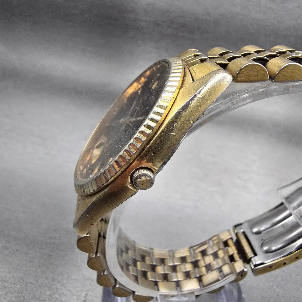 Seiko President Watch Men 36mm Black Dial Gold Tone Daydate 5Y23-8A69 New Batt2