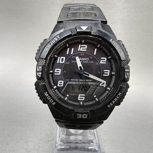 Casio AQS800W Watch Men 42mm Black Tone Analog Digital Solar Alarm Chrono Runs0