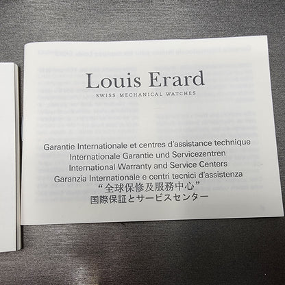 Louis Erard Watch Box Faux Leather Gray & Cream Manual & Warranty Card1