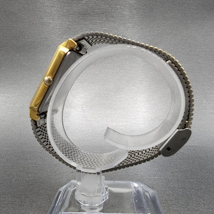 Orient Tank Watch Men 26mm Black Dial Gold Tone Rectangle New Battery VTG6