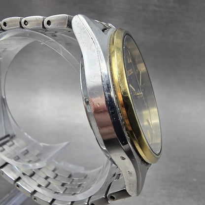 Seiko Solar Watch Men 37mm Gray Dial Two Tone Daydate Round V158-0AA0 Runs JKMN3