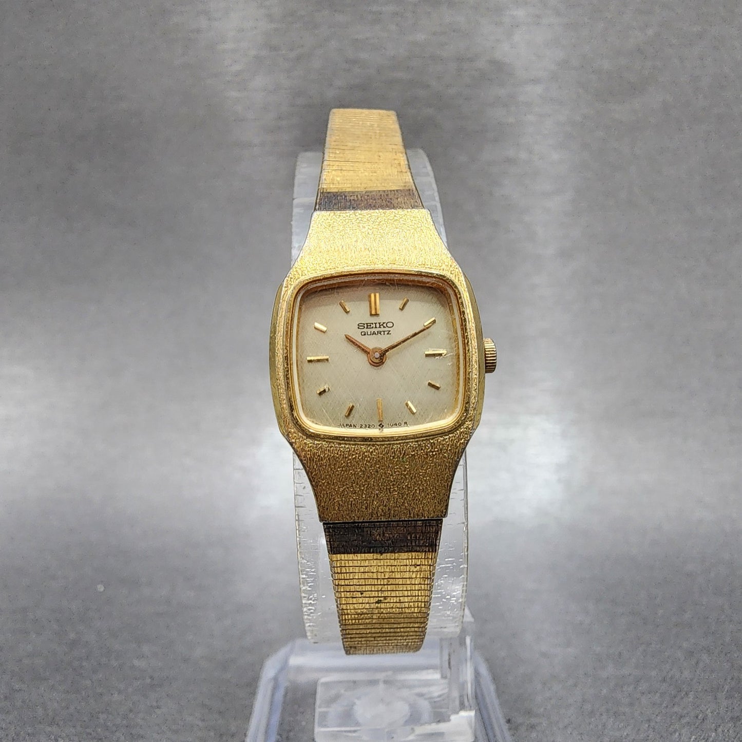 Seiko Watch Women 18mm Champagne Dial Gold Tone Rectangle 23205269 New Battery5