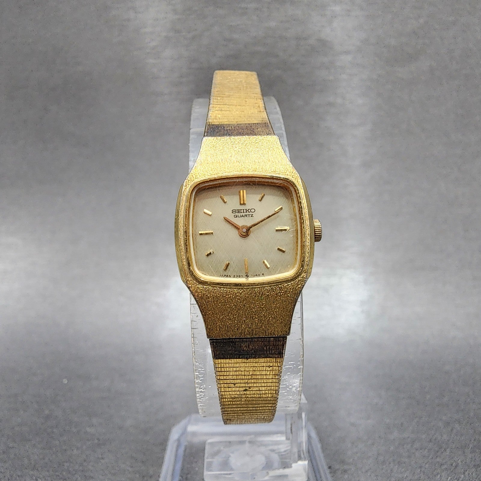 Seiko Watch Women 18mm Champagne Dial Gold Tone Rectangle 23205269 New Battery5