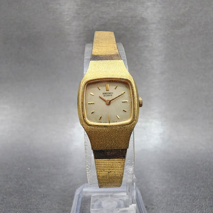 Seiko Watch Women 18mm Champagne Dial Gold Tone Rectangle 23205269 New Battery5