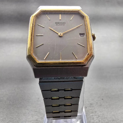Seiko Watch Men 28mm Silver Dial Two Tone Date Rectangle 6539-5020 New Battery5