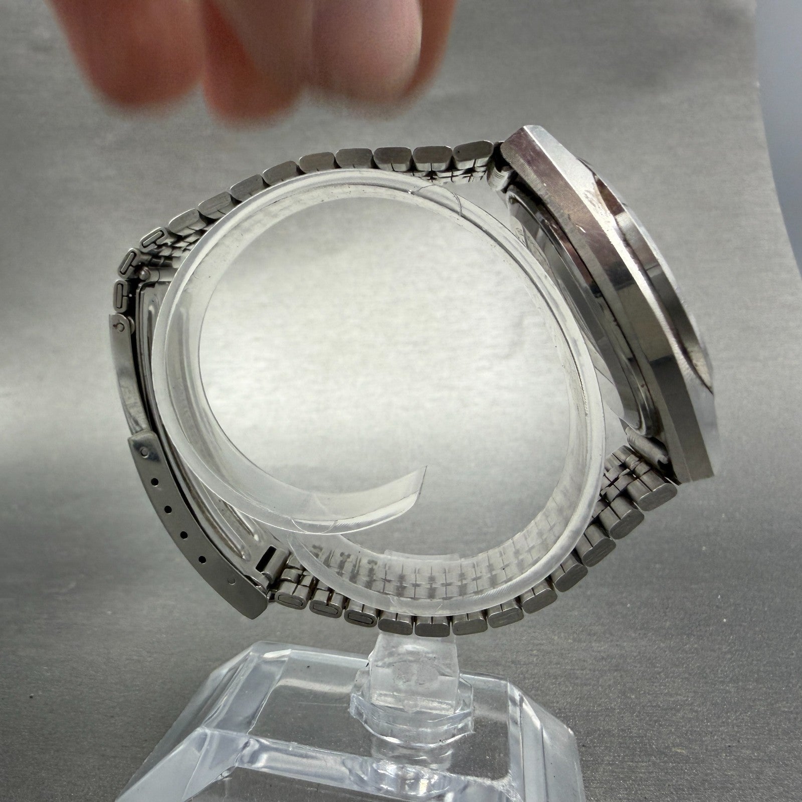 Seiko Type II Watch Men 35mm Silver Dial Silver Tone Daydate 7123-8100 New Batt38