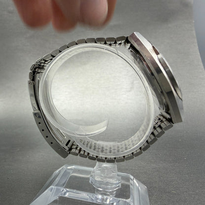 Seiko Type II Watch Men 35mm Silver Dial Silver Tone Daydate 7123-8100 New Batt38