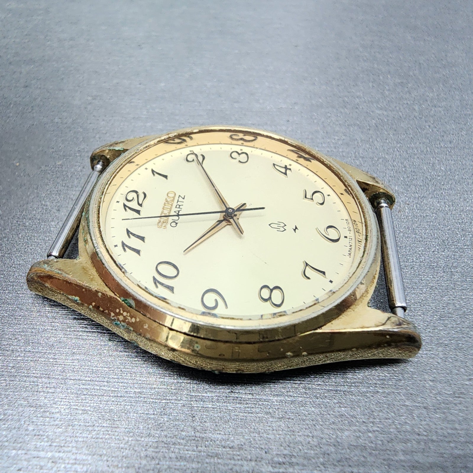 Seiko Watch Men 35mm Champagne Dial Gold Tone Round 71218000 VTG PARTS4