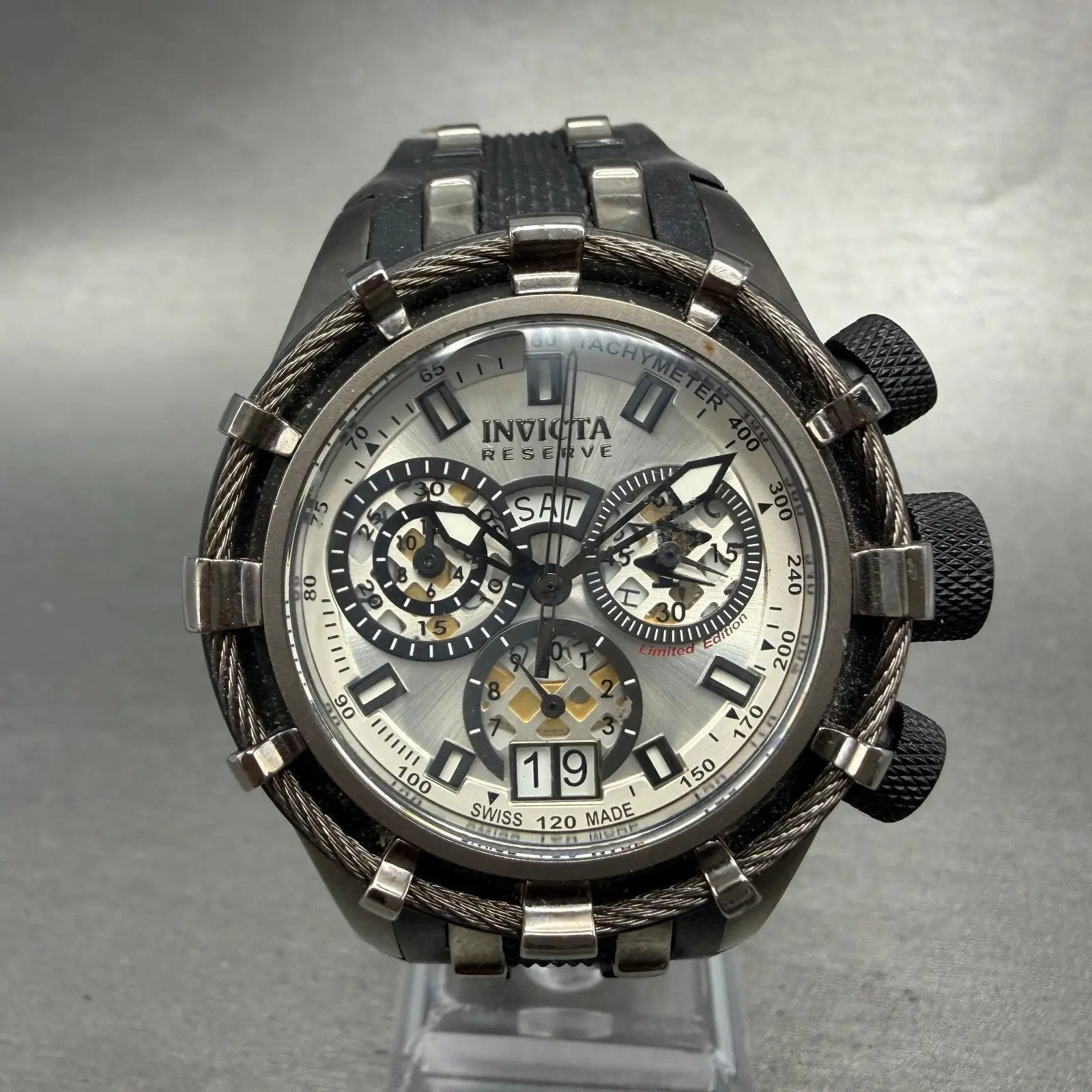 Invicta Reserve Bolt Chrono Watch Women 40mm Silver Dial Black Date 0201 Newbatt0