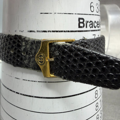 Gucci 2000M Watch Men 30mm Black Dial Gold Plated Leather Round New Battery VTG11