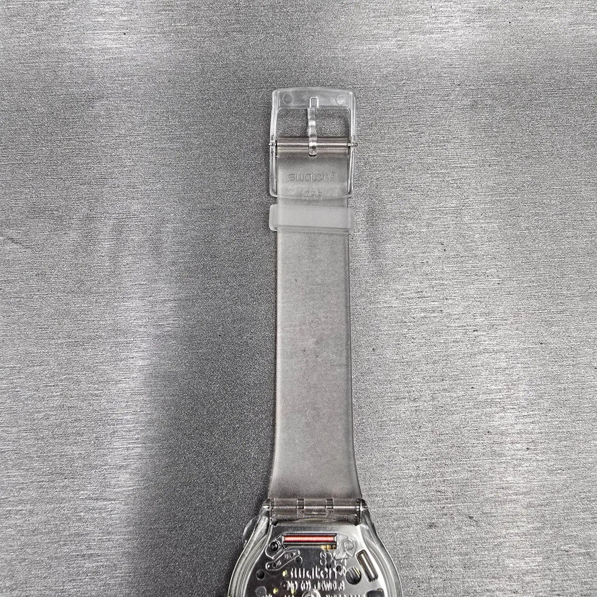 Swatch Jelly Skin Watch Men 34mm Skeleton Dial Clear Case SFK100 New Battery NOS9