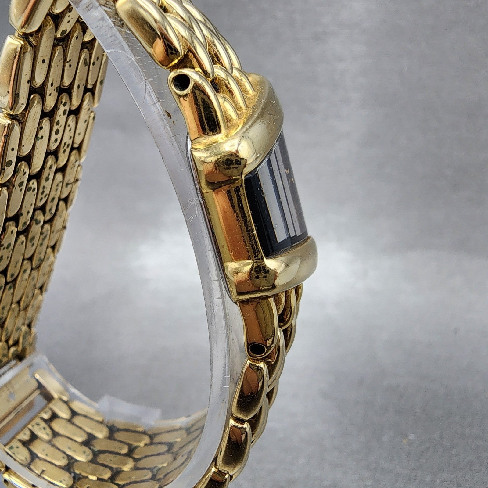 Seiko Watch Women 20mm Black Dial Gold Tone Asymmetrical 4N005749 New Battery3