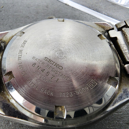 Seiko SQ Watch Men 37mm Gray Dial Steel Daydate Round 7123-9009 PARTS