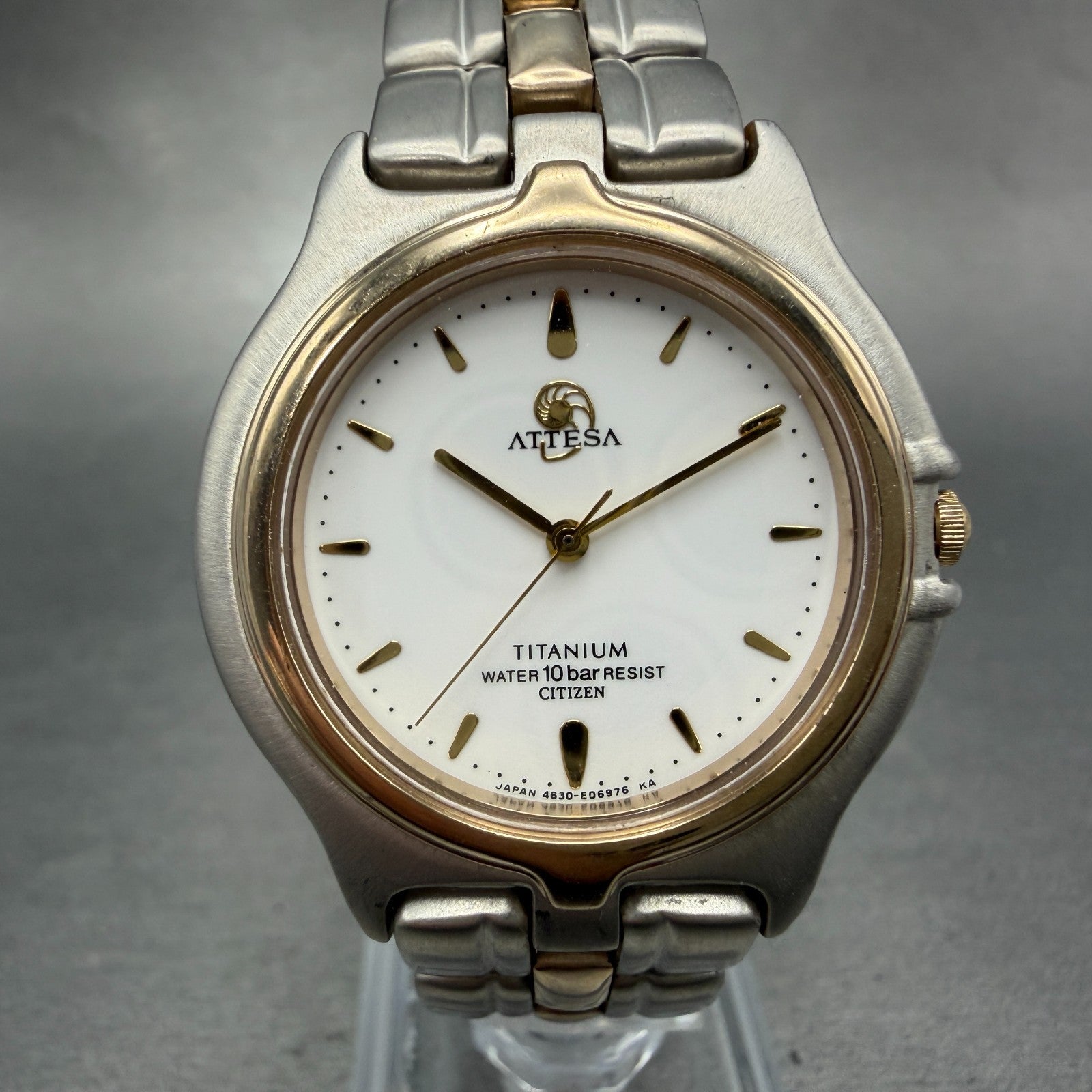 Citizen Attesa Watch Men 34mm White Dial Two Tone Titanium 4634-E68321 PARTS0