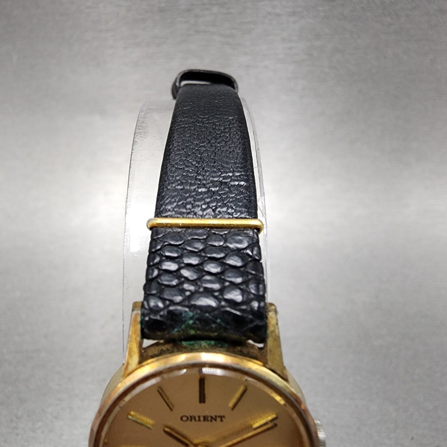 Orient Watch Women 21mm Gold Dial Gold Plated Round Leather New Battery VTG4