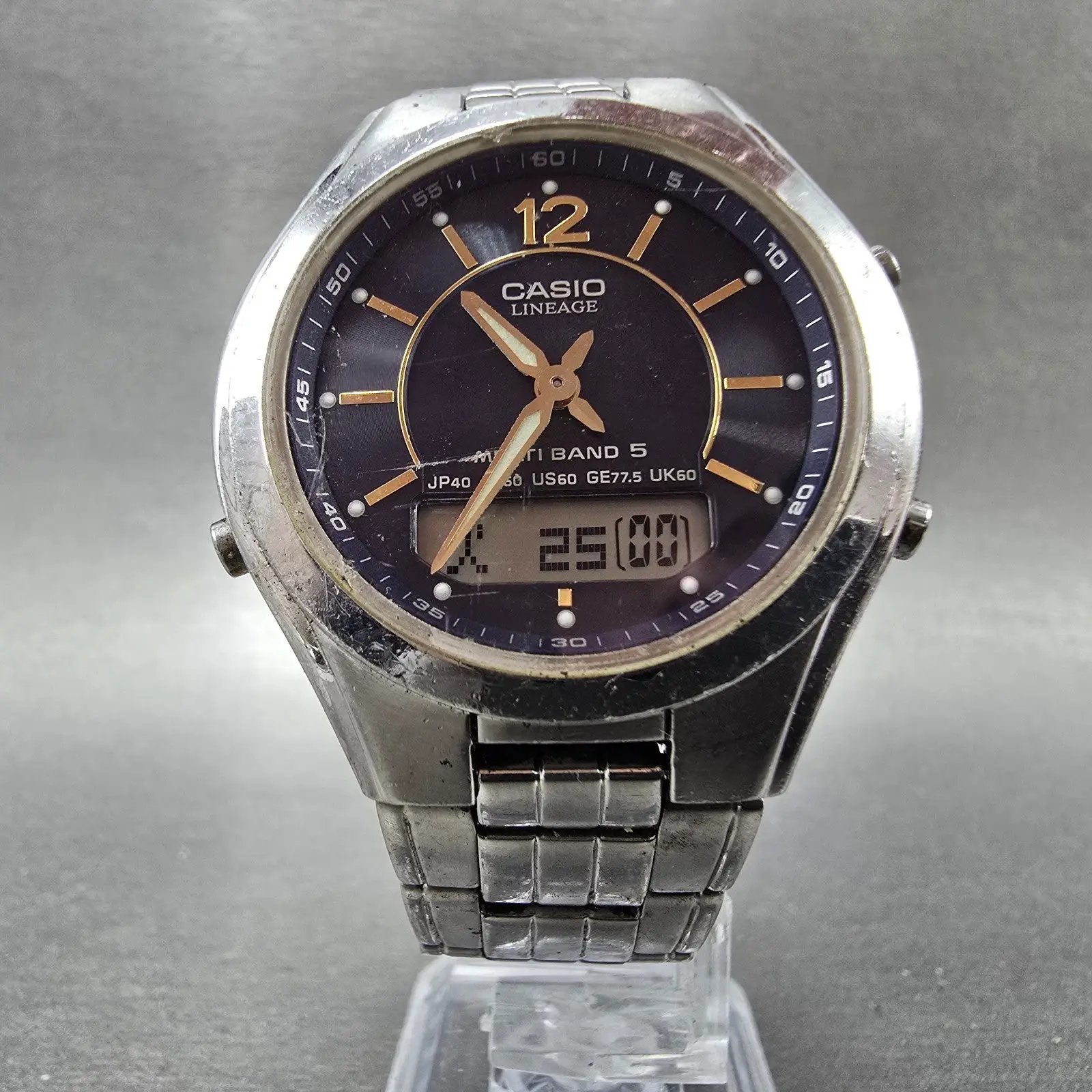Casio Lineage LCW-M200 Watch Men 38mm Black Dial Steel Analog Digital Solar FT5