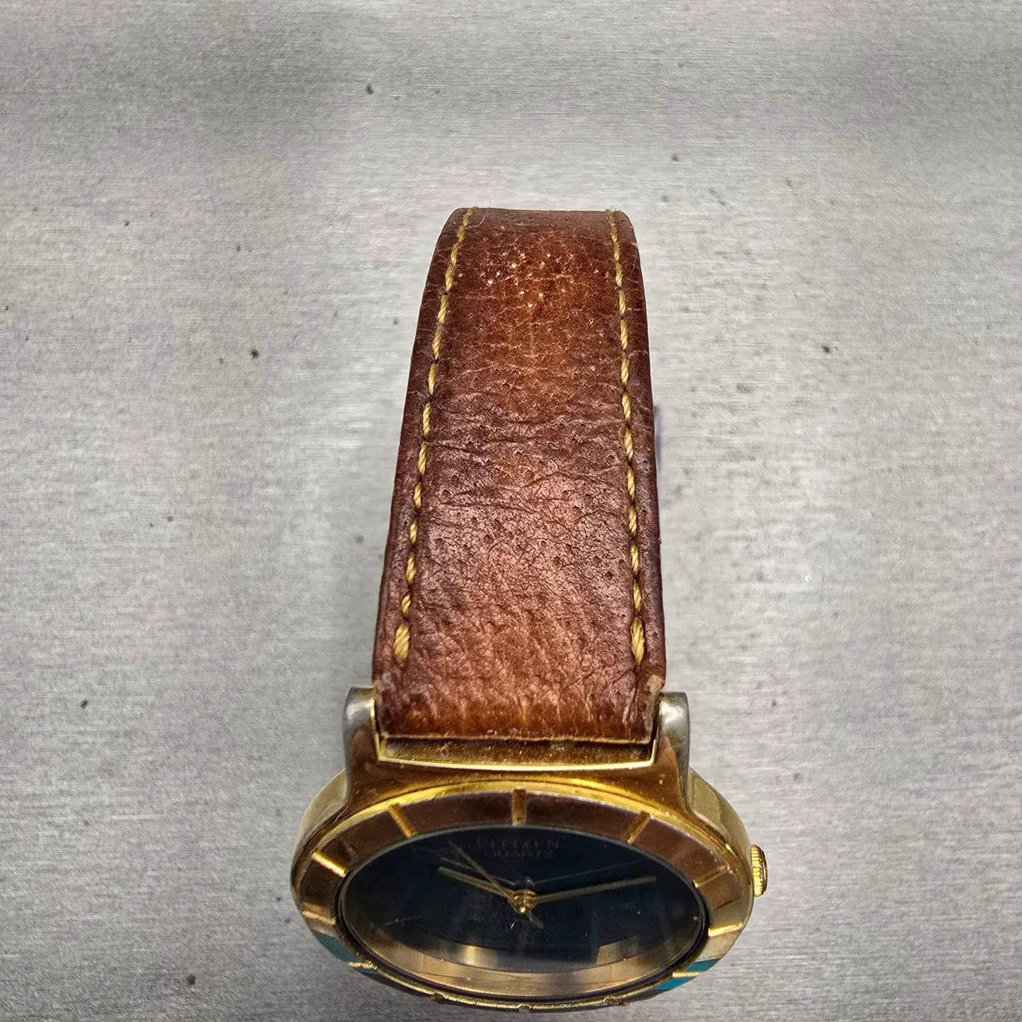 Citizen CQ Watch Men 33mm Blue Dial Gold Tone Round 6031-075609 New Battery VTG4